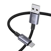 USAMS kabel Usb Data isi daya cepat, kabel Usb Data pengisian daya Cepat tipe C, proteksi pintar kepang nilon aluminium paduan, pengisi daya Cepat SJ663 5V 3A baru