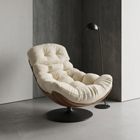 Fauteuil d'appoint pivotant à 360 degrés en tissu capitonné moelleux avec base sur piédestal pour salon et chambre à coucher