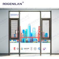 Ventanas abatibles de aluminio de fábrica de China Rogenilan, precio de ventana abatible de vidrio templado con barra de seguridad que se puede abrir