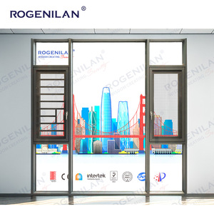 Ventanas abatibles de aluminio de fábrica de China Rogenilan, precio de ventana abatible de vidrio templado con barra de seguridad que se puede abrir - Product Image 2