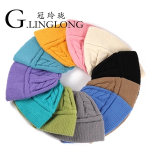 Chapeau Bob Tricoté Vintage en Gros, Doux et Chaud, Style Pêcheur, Couleur Unie, Hiver, à Bord Court pour Femme - Product Image 1