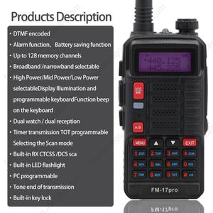 วิทยุสื่อสาร FM-17PRO สำหรับใช้งานกลางแจ้ง แบบไร้สาย กำลังส่งสูงสุด 5 วัตต์ พกพาสะดวก รองรับคลื่นความถี่ VHF/UHF สามย่านความถี่  กันน้ำระดับ IPX-1 - Product Image 2