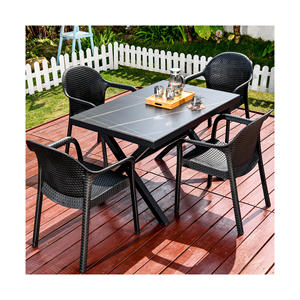 Usine nouveau modèle plastique primaire comme matière première chaises pleine chaise en rotin PVC avec accoudoir pour événements salle à manger restaurant - Product Image 3