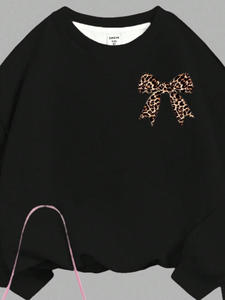 Custom <span class=keywords><strong>per</strong></span> la crema bianco nero 2 pezzi di <span class=keywords><strong>abbigliamento</strong></span> Set <span class=keywords><strong>per</strong></span> le <span class=keywords><strong>giovani</strong></span> ragazze allentate leopardo felpa felpa lettera <span class=keywords><strong>per</strong></span> l'autunno/inverno all'aperto - Product Image 3