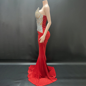 Novance Y4661 nuovi prodotti più venduti 2025 trenino <span class=keywords><strong>rosso</strong></span> elegante <span class=keywords><strong>abito</strong></span> da sera glamour <span class=keywords><strong>senza</strong></span> <span class=keywords><strong>spalline</strong></span> Sexy abiti da festa donna - Product Image 2