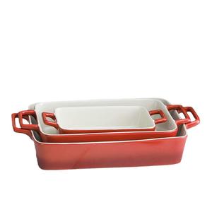 Plats de cuisson rectangulaires en porcelaine casseroles à lasagne profondes avec poignées <span class=keywords><strong>pour</strong></span> la cuisson du <span class=keywords><strong>fromage</strong></span> assiette de riz au four ensembles de ustensiles de cuisson en céramique - Product Image 1