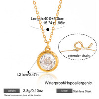 Ensemble de bijoux fins pour femmes, collier, boucles d'oreilles et bracelet en acier inoxydable avec zircon rond, plaqué or 18 carats, résistant à l'eau, style luxe léger