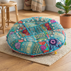 Taie d'oreiller décorative de coussin de patchwork de sari brodé à la main technique non tissée pour l'usage d'hôpital d'hôtel à la maison - Product Image 3
