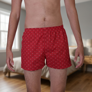 Boxer long en coton 100% tissé à motif floral rouge pour homme, sous-vêtements pour adultes, boxer personnalisé - Product Image 2