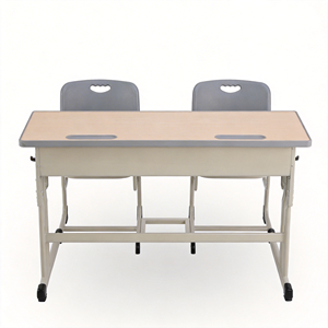 Escritorio Doble para Estudiantes con Silla, Combinación de Madera Sólida con Cajones y Ranura para Bolígrafos, Diseño Antideslizante, para Escuela y Parque, Moderno - Product Image 4