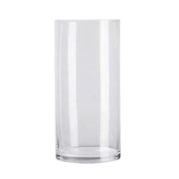 Vase en cristal transparent de forme cylindrique haut de gamme, design contemporain, fabrication artisanale, vente en gros, vase pour la maison