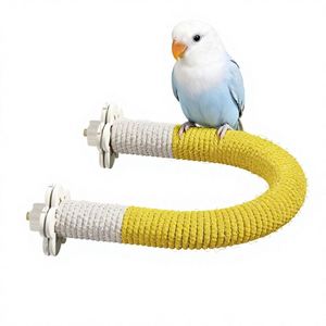 Perchoir pour perroquet en corde de chanvre écologique et plastique - Design moderne/classique pour accessoires de cage à oiseaux - Product Image 1