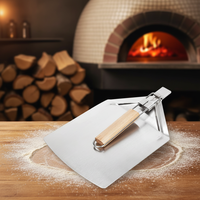 Pizza Peel Spatule à pizza en aluminium avec manche en bois pliable