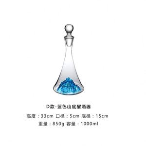 Juego de Vasos de Borgoña de Cristal de Lujo, Decantador de Vino Tinto con Diseño de Cascada Azul Hielo - Product Image 4