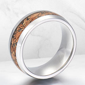 Poya модные ювелирные изделия 8 мм купол мятая древесина инкрустация вольфрам карбид кольца для мужчин - Product Image 3