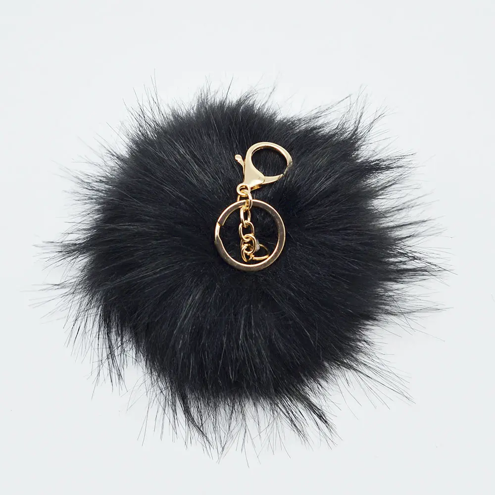 Porte-clés bon marché pour filles sac de voiture fantaisie porte-monnaie moelleux en fausse fourrure de raton laveur boule de fourrure de renard porte-clés porte-clés en fausse fourrure de lapin Pom Pom