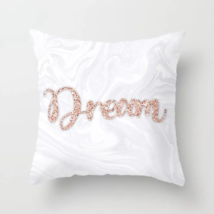 Funda de almohada cuadrada de lujo, rosa y cobre, decoración estampada, suave, para el hogar
