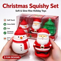 Coffret Cadeau de Noël Trois Pièces : Père Noël, Bonhomme de Neige, Élan – Série Jour de Noël – Grand Jouet Anti-Stress à Rebond Lent