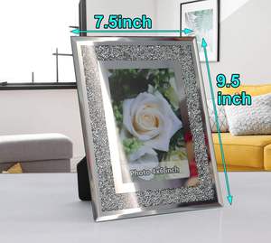 Wholesale Crystal Glass Glitter Handmade Eco-Friendly Gold Powder Rectangular <b>Swing</b> Photo <b>Frame</b> 6 Inch 7 8 Hot Sale - Product Image 6