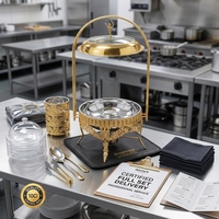 Chauffe-Plat Commercial 8L en Acier Inoxydable Doré pour Buffet, Réchaud à Alcool avec Grilles Réglables et Conception Anti-Blocage 85-100°C pour Hôtels