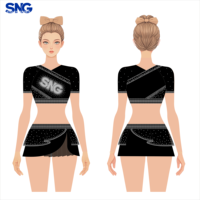 Uniformes de cheerleading personnalisés de la marque SNG, vêtements d'entraînement de cheerleading, transferts de strass brillants, accessoires de jupe de cheerleading Allstar pour adolescentes