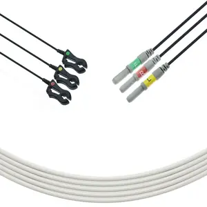 Tương thích với dragerr vitaert 2000/vitreert 3000 ECG leadwire 3 chì Clip DIN sợi carbon cá nhân ECG cáp cho mri phòng