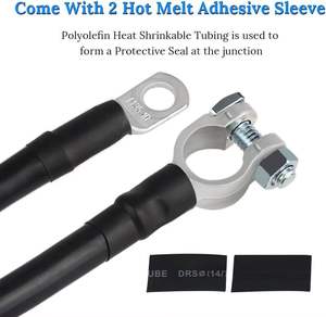 Kawat <span class=keywords><strong>2</strong></span> AWG <span class=keywords><strong>2</strong></span>-Gauge 20 inci dengan <span class=keywords><strong>2</strong></span> perekat meleleh panas tembaga murni koneksi sempurna untuk kabel Terminal baterai negatif otomatis - Product Image 5