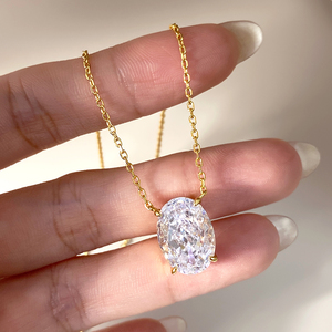 Collar de Moda con Colgante Ovalado de Circonia Cúbica Chapado en Oro de 18K para Mujer, Joyería para Uso Diario - Product Image 5
