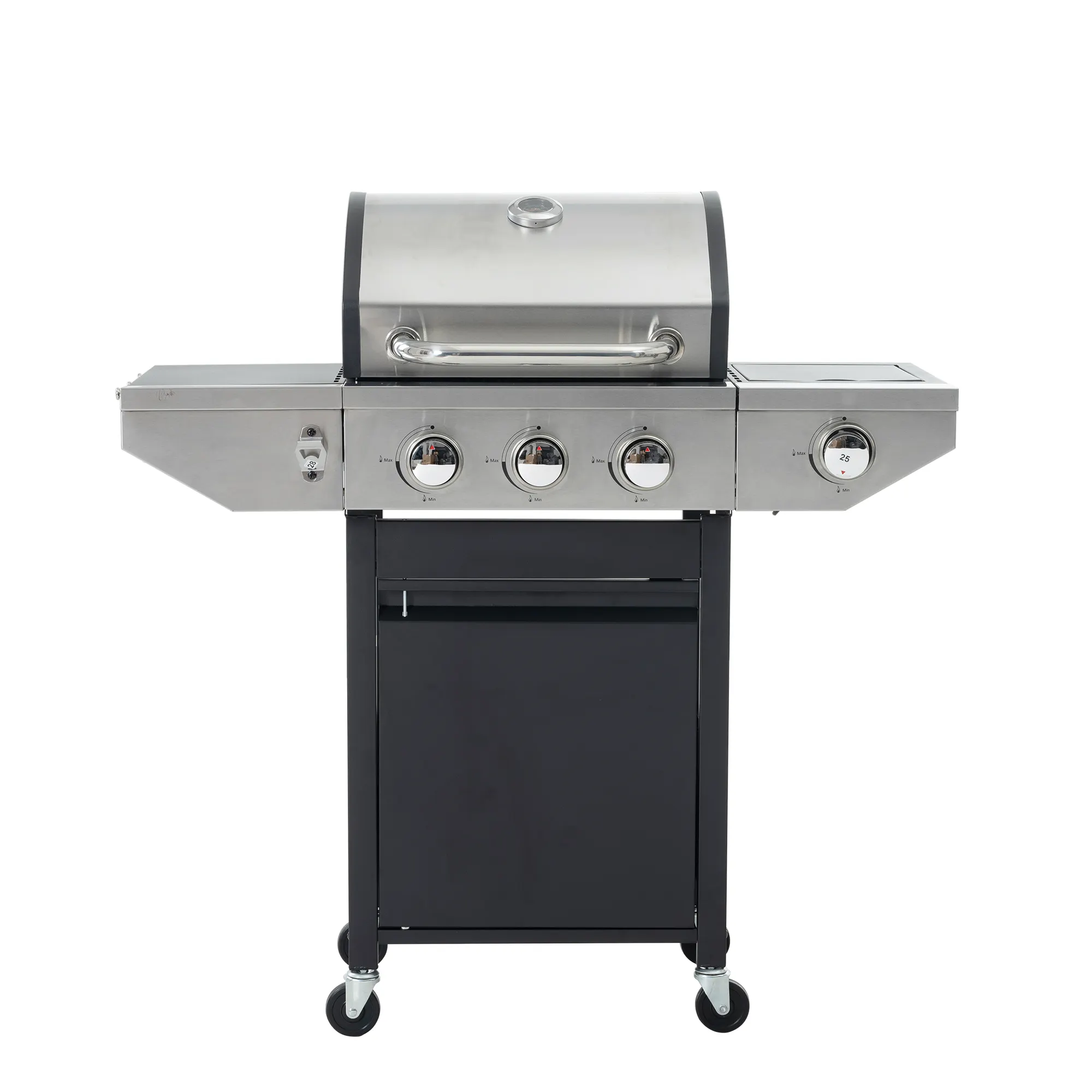 2024 New factory direct aluminium stainless steel black large barbecue grill with wheels Camping bbq gas grills