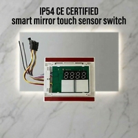 Interrupteur tactile à double bouton 12V 60W avec variateur d'intensité et anti-buée, affichage de l'heure et de la température pour miroir LED de salle de bain intérieur