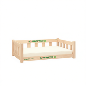 Urds'Weii Dog Bed Solid Pine Wood Rectangular <b>Memory</b> Foam Indoor <b>Pet</b> Bed Durable Classic Style - Product Image 1