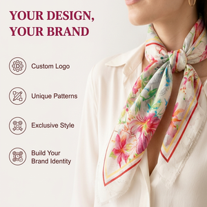 Custom Printed <b>Square</b> <b>Scarf</b> <b>Silk</b> Feel Fashion Head <b>Scarf</b> Neck Hair <b>Scarf</b> Personalized Floral Design OEM ODM Manufacturer - Product Image 6