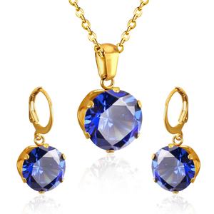 Parures de bijoux de haute qualité en zircon, collier et boucles d'oreilles, pour cadeaux de mariage - Product Image 1