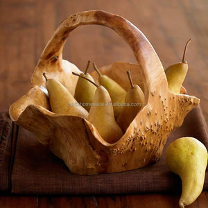 Set Mangkuk Buah Tajam Ukiran Tangan dari Kayu Akar Pinus Ramah Lingkungan Guansen (Set 2) - Product Image 2