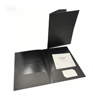 Carpeta de Archivo Negra Dorada con Impresión Personalizada, Carpeta de Presentación Azul Marino A4 con 2 Bolsillos, Carpeta de Documentos de Oficina Brillante/Mate
