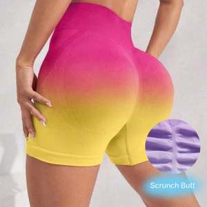 Short de yoga taille haute dégradé pour femme Pantalon court de sport pour femme Scrunch Butt Short de motard pour abdomen serré - Product Image 1