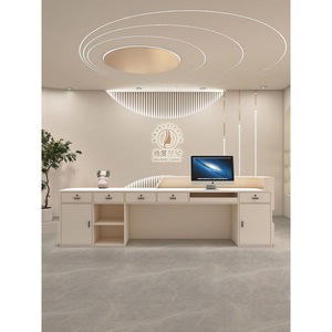 Thiết Kế Đơn Giản Văn Phòng Bàn Tiếp Tân Sang Trọng Salon Gỗ Bảng Điều Chỉnh Vẻ Đẹp Bàn Tiếp Tân Với Logo - Product Image 2