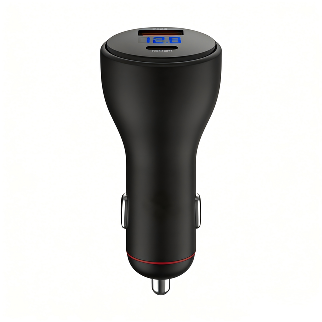 Wholesale Digital Voltage Display Car Charger PD100W QC3.0 Fast Charging Metal Dual Port Car Charger for Phone Tablet Camera