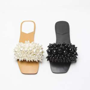 <span class=keywords><strong>Sandali</strong></span> Estivi da Spiaggia Personalizzati all'Ingrosso, Scarpe Casual da <span class=keywords><strong>Donna</strong></span> con Perle <span class=keywords><strong>Bianche</strong></span>, <span class=keywords><strong>Sandali</strong></span> di Lusso Piatti - Product Image 6