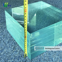 Verre pare-balles résistant aux chocs pour voitures et murs-rideaux industriels, épaisseur personnalisée de 30 mm à 100 mm, marque Weihua