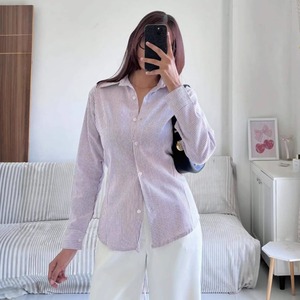 Nuova Collezione 2026: Camicia a Righe Traspirante con Lacci Posteriori, Vestibilità Slim, per Ufficio e Pendolari, Manica Lunga <span class=keywords><strong>Blu</strong></span> e Bianca - Product Image 2