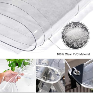 Vải chống thấm trong suốt được gia cố 0,35mm W3m X H1,8m ở các gian hàng sân vườn và ban công có dây thừng Dễ dàng tháo rời - Product Image 5