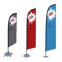 Kit de drapeaux et de bannières promotionnels en polyester pour la publicité extérieure personnalisée, support de bannière 2m 3m 4m pour les événements professionnels Oriflamme