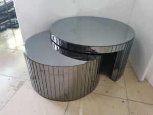 Lujosa mesa de centro Octagonal de estilo europeo moderno con espejo de madera maciza para sala de estar, estudio o decoración de entrada - Product Image 3