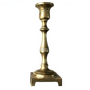 High Quality Unique Design Handcrafted Square Base Brass Long <b>Candle</b> <b>Holder</b> - Product Image 1