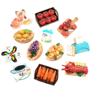 Yijias Nouveaux jouets alimentaires réalistes, pain aux fruits, lait, tasse à café, homard, tomate, huître Réfrigérateur en résine tridimensionnelle M - Product Image 1