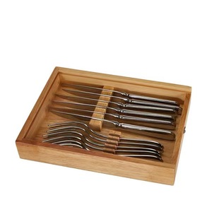 Caja organizadora de madera para cuchillos y tenedores con tapa, caja de almacenamiento de bambú para cubiertos, rectangular, 25X11X4, hecha a mano - Product Image 3