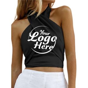 Women's Fashion Clothing <b>Sexy</b> CrissCross Halter Sleeveless Wrap Front Backless Cami <b>Crop</b> <b>Top</b> Clubbing - Product Image 1