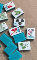 Tuiles de Mahjong Américaines en Acrylique Style Plage d'Été, 160 Pièces, Motif Hibiscus Flamant Rose, Jeu de Table de Loisirs