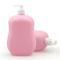Bouteille pompe en plastique PE de 1000 ml, col de 28 mm, forme de gourde rose, vide, pour shampoing, gel douche, lotion, soins pour bébé
